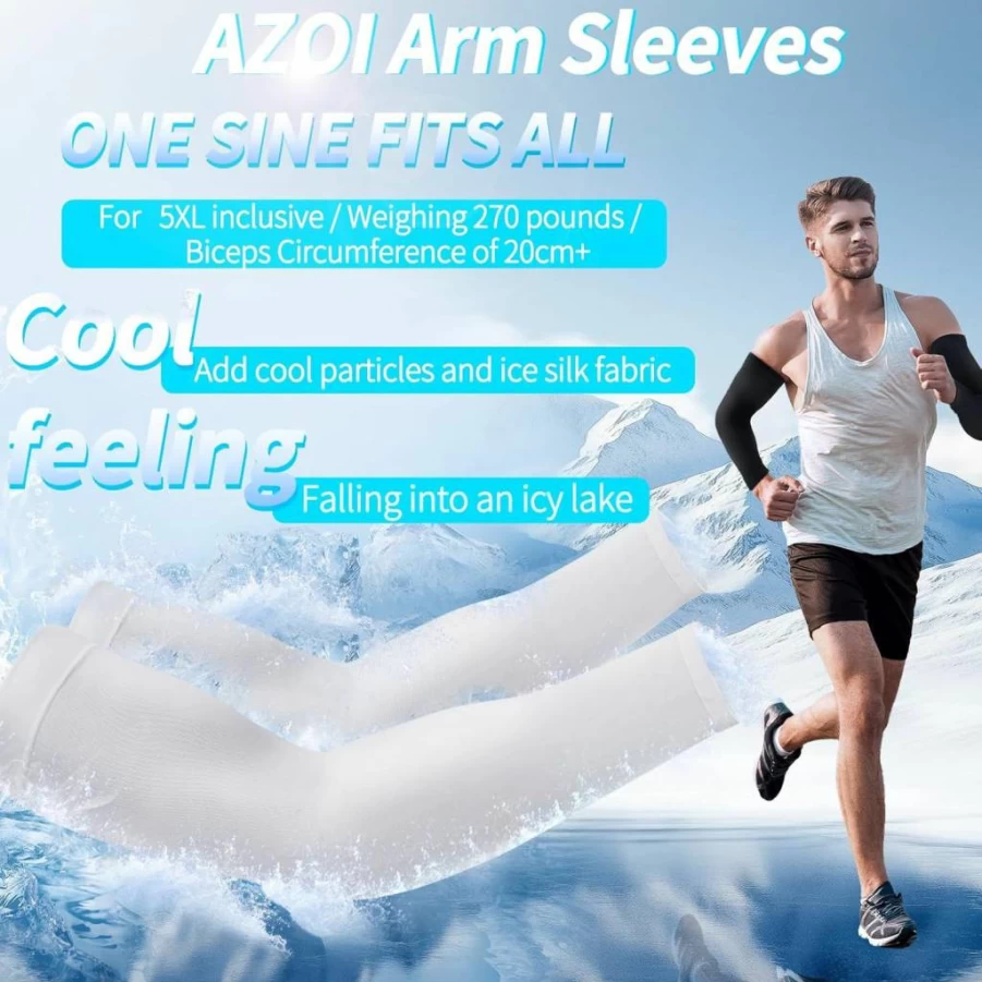AZOI Cooling Compression Arm Sleeves UPF 50 Sun Protection for Sports & Outdoor Activities - Tattoo Cover UV Sleeve